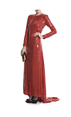 červené flitrové šaty Diane von Furstenberg